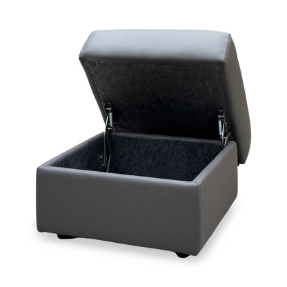 Nicoletti 'Davide' 327 Torello Grigio Scuro Leather Storage Footstool