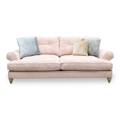 The Lounge Co. Bronwyn Cotton Candy Pink Velvet 4 Seater Classic Back Sofa – view 4
