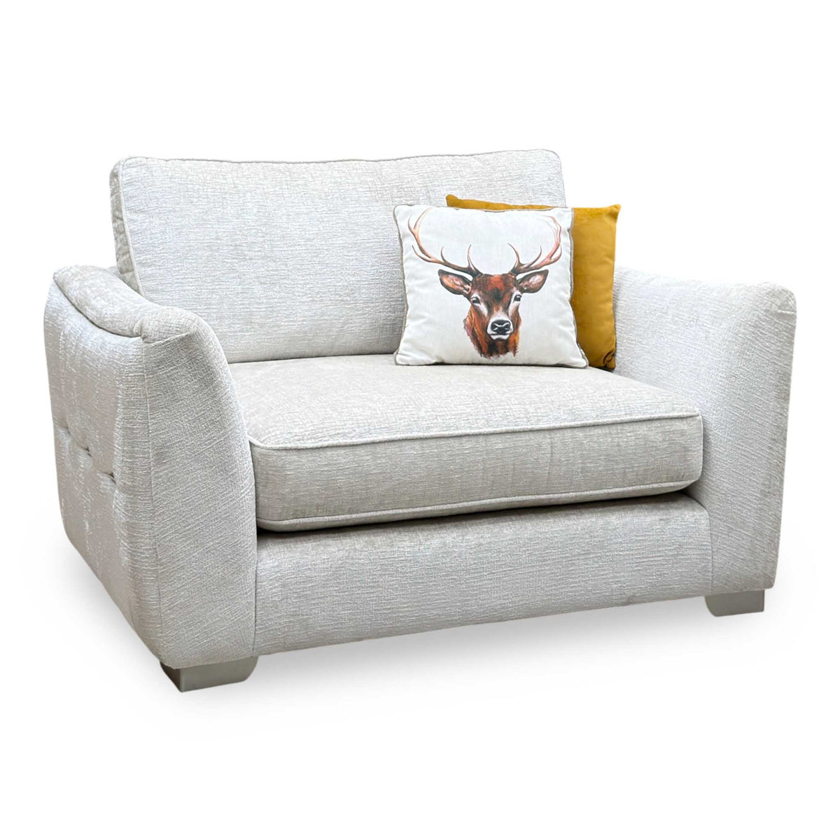 'Boujee' Lustro Dove Grey Ct Fabric Snuggler Chair
