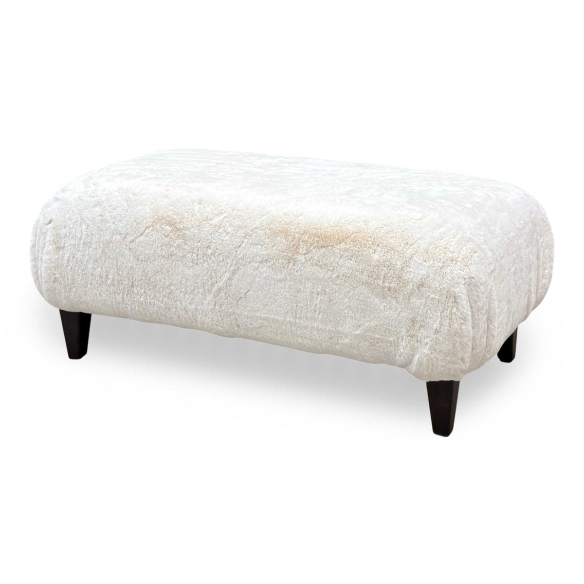 'Aura’ Bear Ivory Dw Ft Faux Fur Footstool