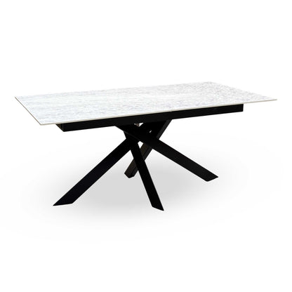 'Warrior' White Sintered Stone Ceramic Top 180cm Extending Dining Table