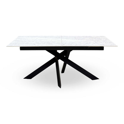 'Warrior' White Sintered Stone Ceramic Top 180cm Extending Dining Table