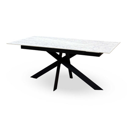 'Warrior' White Sintered Stone Ceramic Top 180cm Extending Dining Table