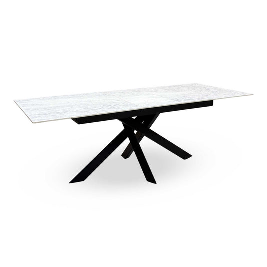 'Warrior' White Sintered Stone Ceramic Top 180cm Extending Dining Table