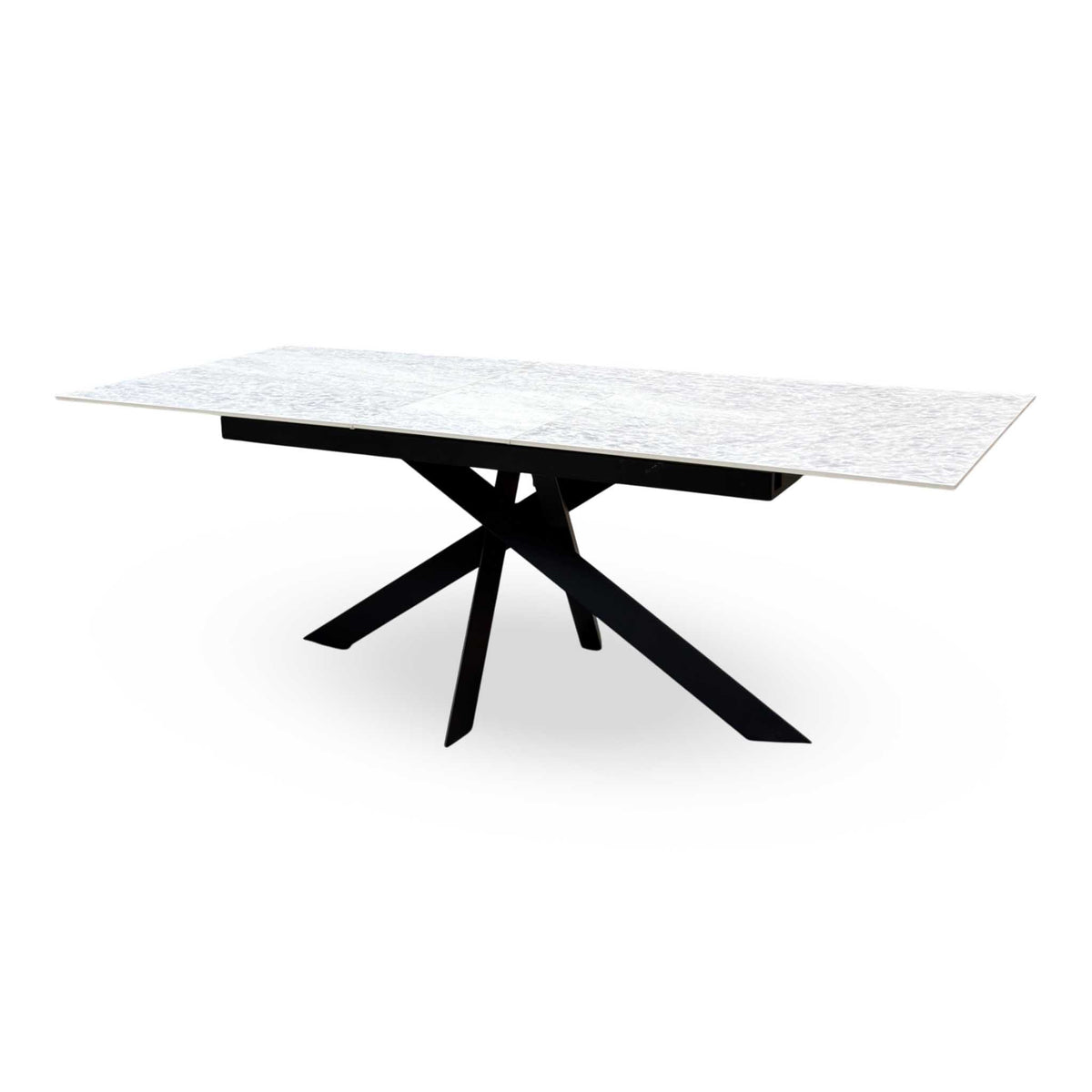 'Warrior' White Sintered Stone Ceramic Top 180cm Extending Dining Table