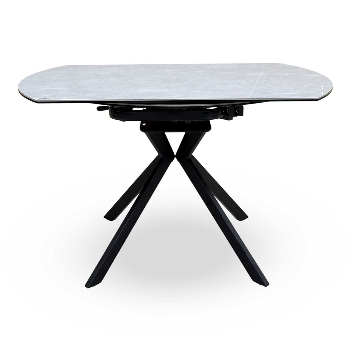 'Quattro' Ash Grey Marble Effect Ceramic Top Extending Swivel Dining Table