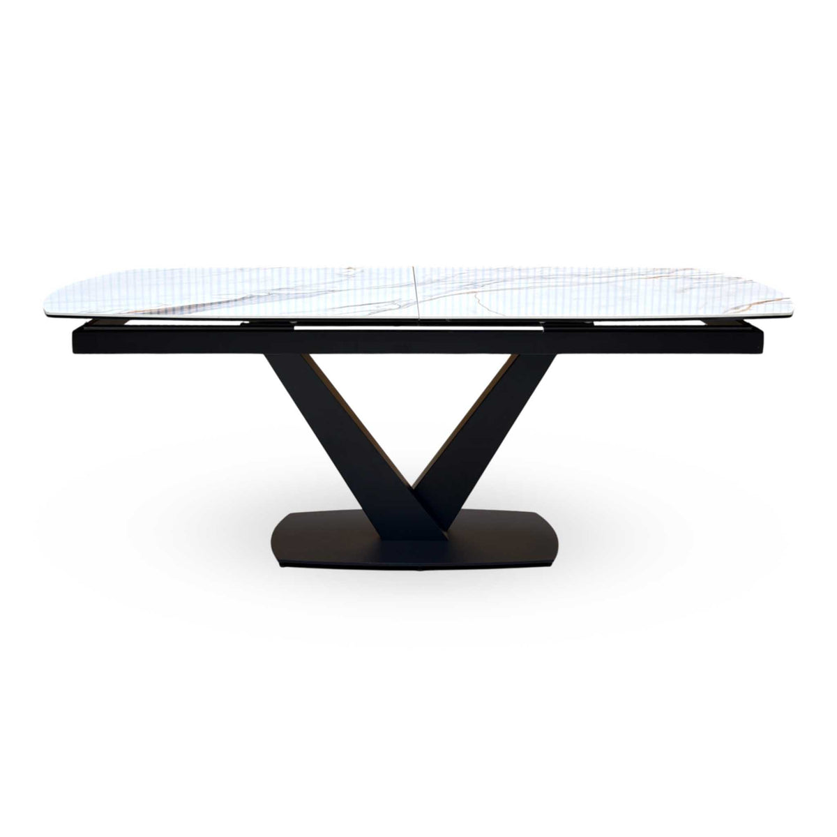 ‘Jose’ White Fiorentino Marble Effect Ceramic Top 200cm Pop Up Extending Dining Table