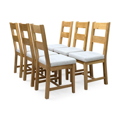 'Augusta' Clay Grey Upholstery Fabric Wooden Ladderback Set of 6 Dining Chairs
