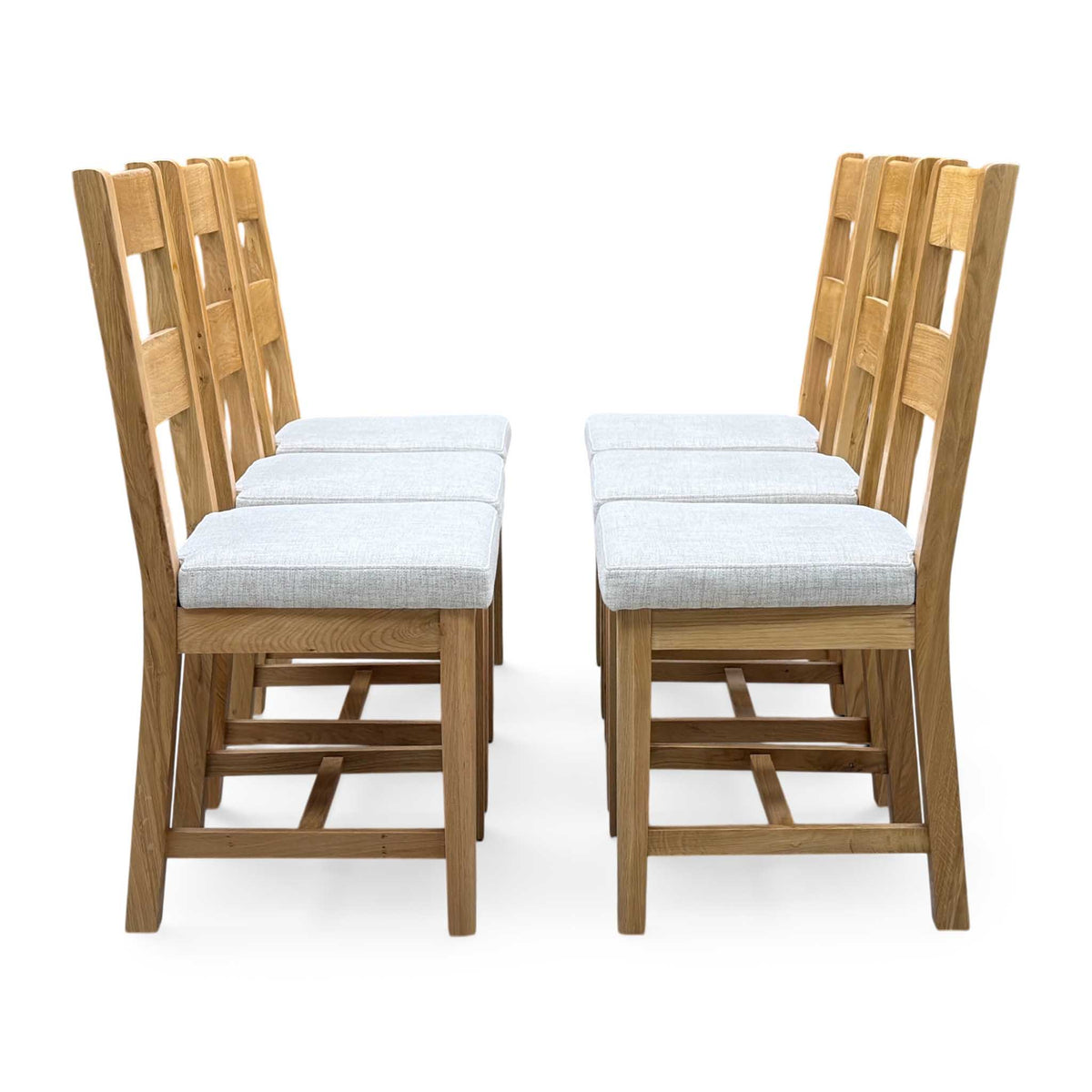 'Augusta' Clay Grey Upholstery Fabric Wooden Ladderback Set of 6 Dining Chairs