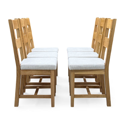 'Augusta' Clay Grey Upholstery Fabric Wooden Ladderback Set of 6 Dining Chairs