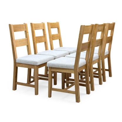 'Augusta' Clay Grey Upholstery Fabric Wooden Ladderback Set of 6 Dining Chairs