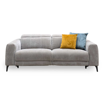 ‘Ezra’ Manhattan Nutmeg Linen Fabric 3 Seater Power Recliner Sofa with Power Headrests