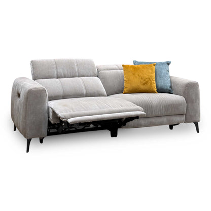 ‘Ezra’ Manhattan Nutmeg Linen Fabric 3 Seater Power Recliner Sofa with Power Headrests