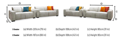 'Venosa’ Natural Fabric 3 + 2 Seater Power Recliner Sofa Set