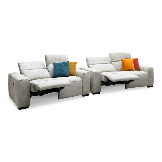 'Venosa’ Natural Fabric 3 + 2 Seater Power Recliner Sofa Set