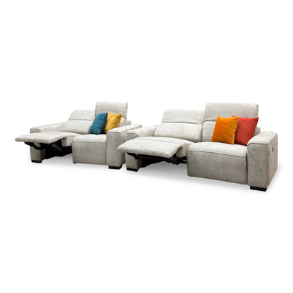 'Venosa’ Natural Fabric 3 + 2 Seater Power Recliner Sofa Set