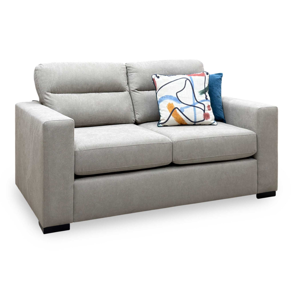 'Seville' Light Grey Fabric 2 Seater Sofa
