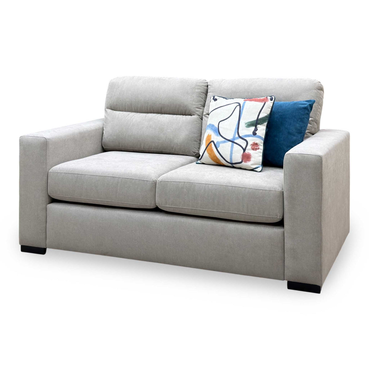 'Seville' Light Grey Fabric 2 Seater Sofa