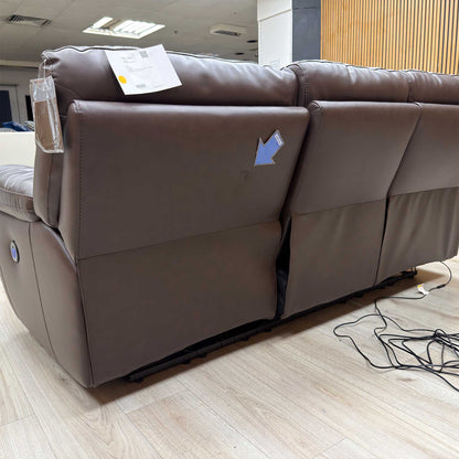 ‘Leighton’ Chocolate Brown Leather 3 Seater Power Recliner Sofa