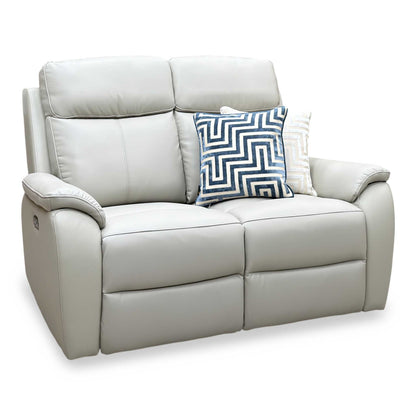 'Kingsmere' Pewter Grey Leather 2 Seater Power Recliner Sofa