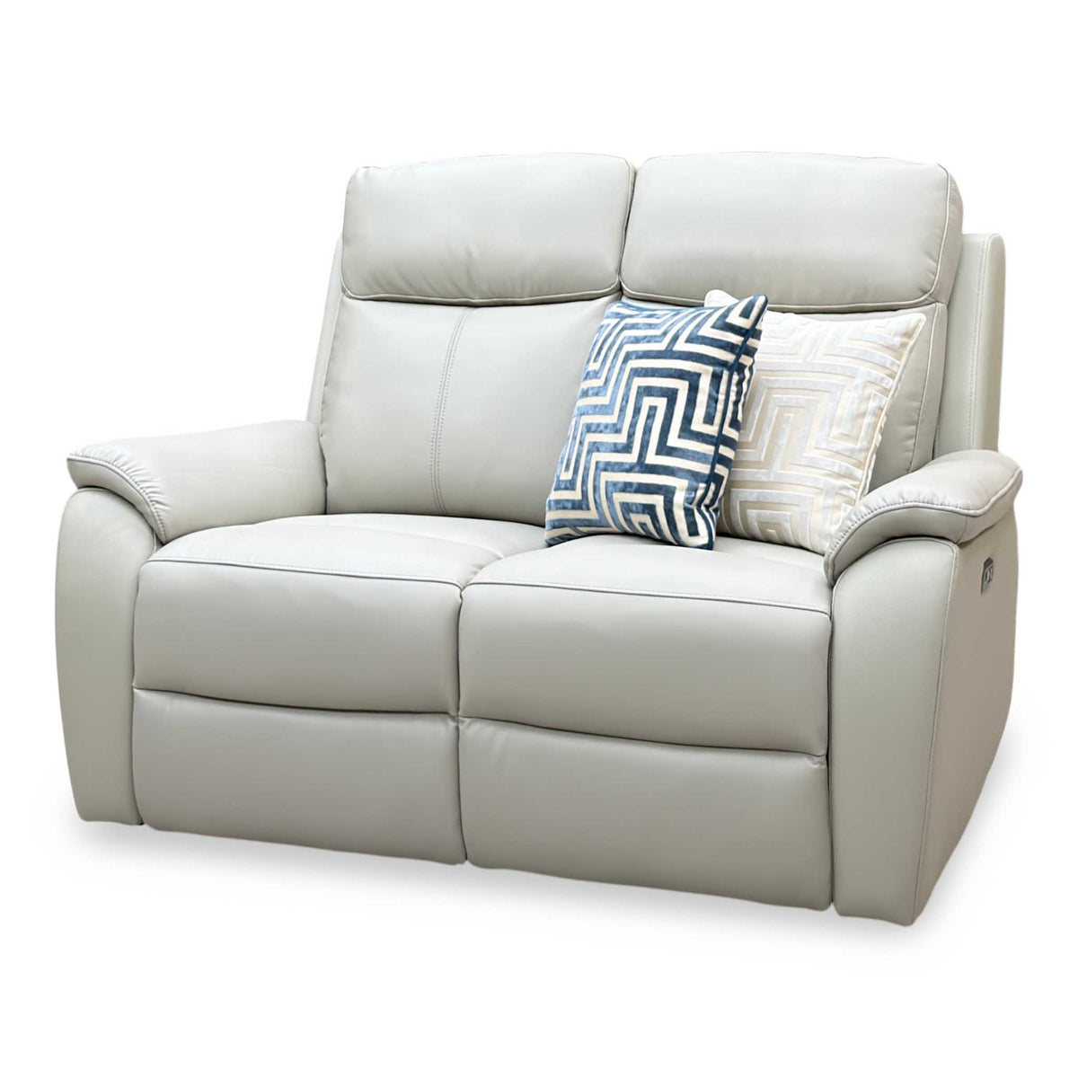 'Kingsmere' Pewter Grey Leather 2 Seater Power Recliner Sofa