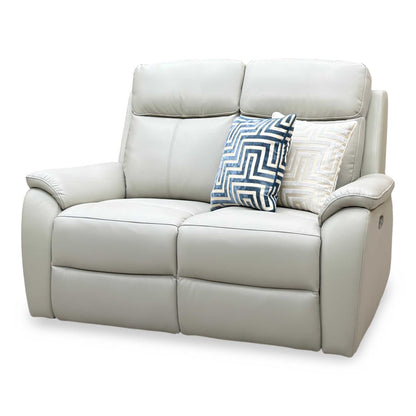 'Kingsmere' Pewter Grey Leather 2 Seater Power Recliner Sofa