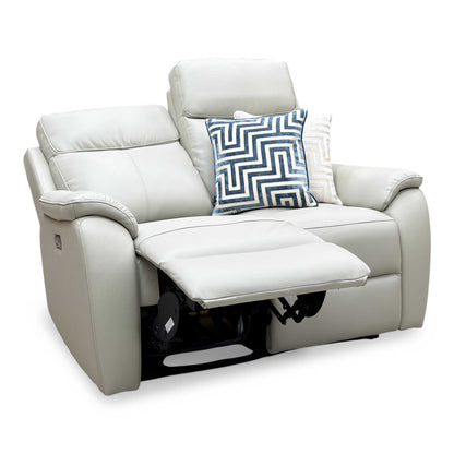 'Kingsmere' Pewter Grey Leather 2 Seater Power Recliner Sofa