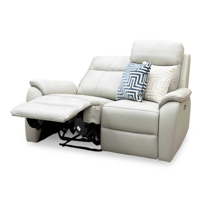 'Kingsmere' Pewter Grey Leather 2 Seater Power Recliner Sofa