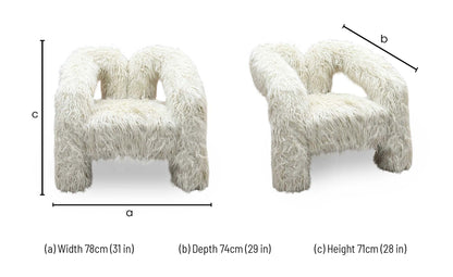 'Freyja’ Ivory Faux Fur Accent Chair