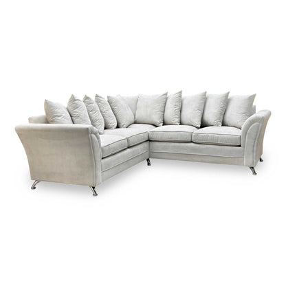 ‘Dury’ Natural Fabric Corner Group Scatter Back Sofa