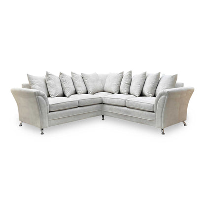 ‘Dury’ Natural Fabric Corner Group Scatter Back Sofa