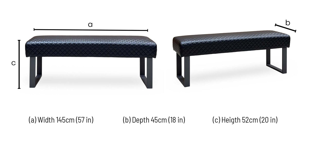 ‘Bromley' Black Faux Leather Standard Dining Bench