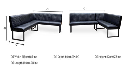 'Bromley' Black Faux Leather Right Hand Facing Corner Dining Bench