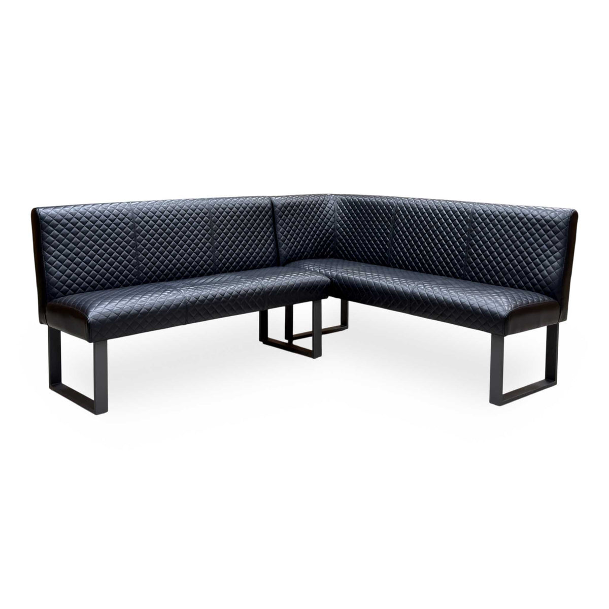 'Bromley' Black Faux Leather Right Hand Facing Corner Dining Bench