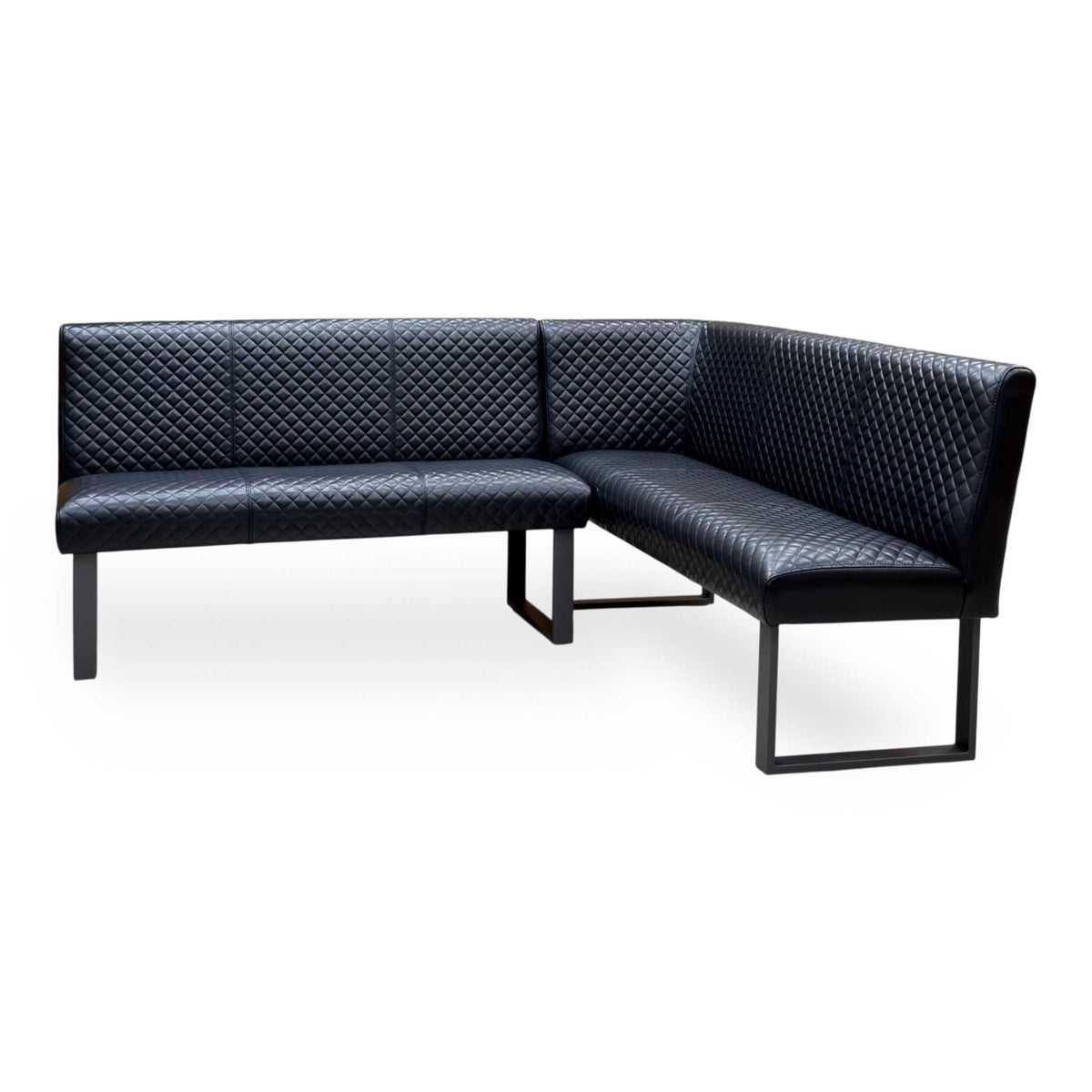 'Bromley' Black Faux Leather Right Hand Facing Corner Dining Bench