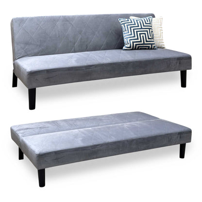 'Baxter' Silver Velvet Fabric Sofa Bed