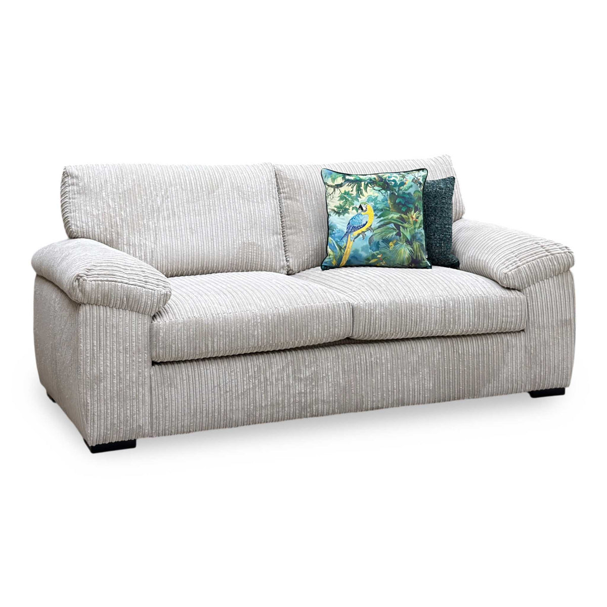 ‘Amalfi' Cream Jumbo Cord Fabric 3 Seater Standard Back Sofa Bed