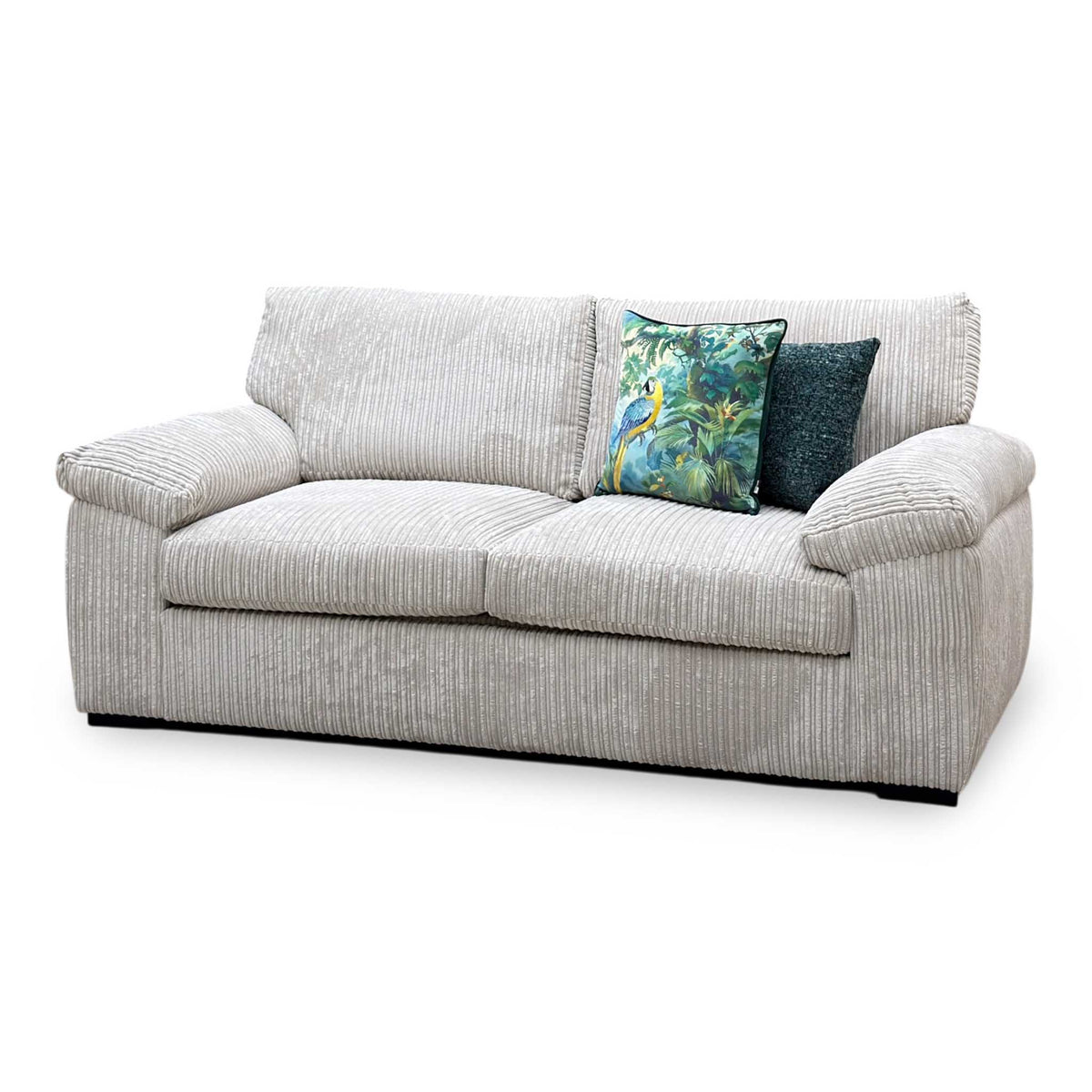 ‘Amalfi' Cream Jumbo Cord Fabric 3 Seater Standard Back Sofa Bed