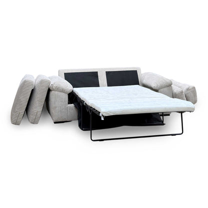 ‘Amalfi' Cream Jumbo Cord Fabric 3 Seater Standard Back Sofa Bed