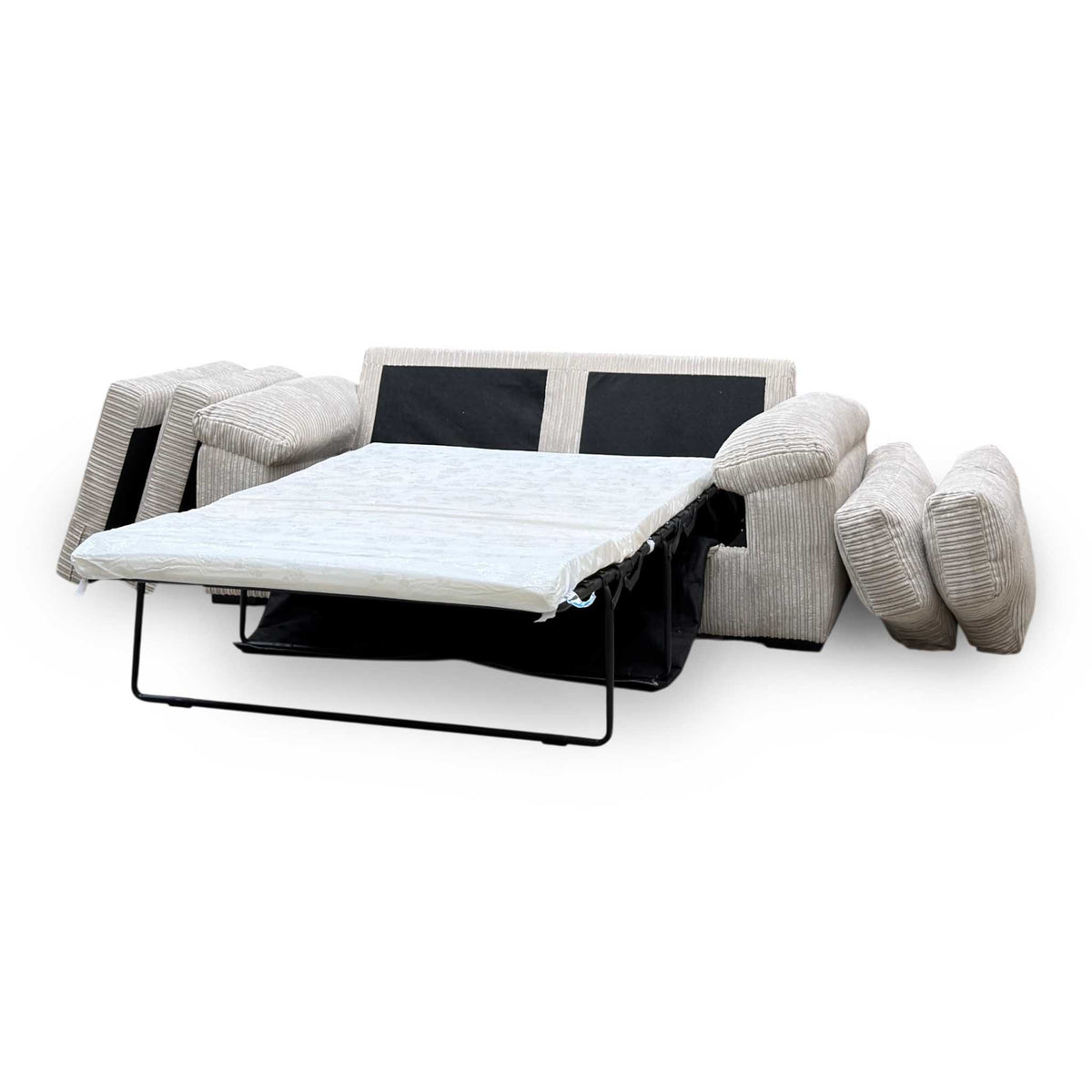 ‘Amalfi' Cream Jumbo Cord Fabric 3 Seater Standard Back Sofa Bed