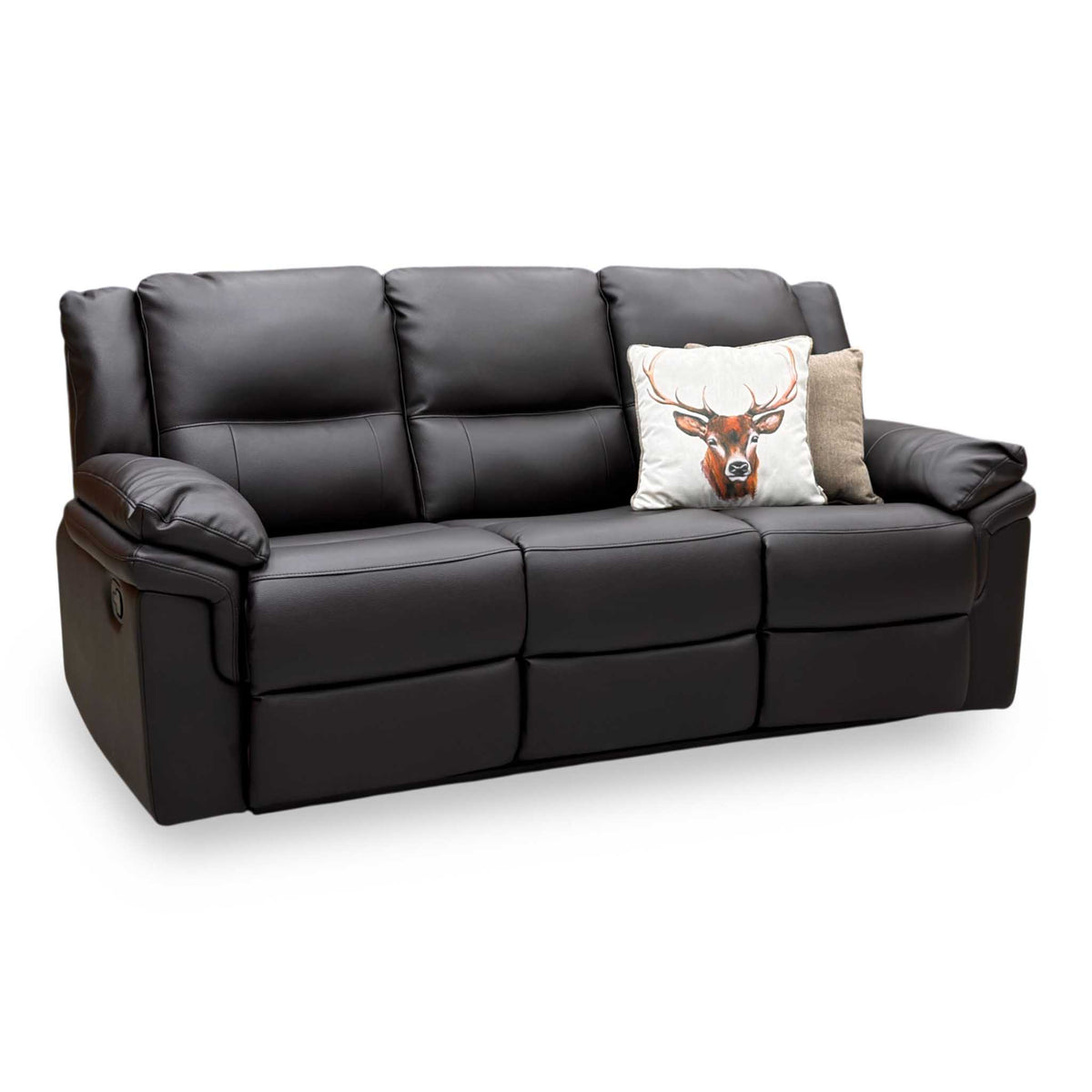 'Albion' Chocolate Brown Luxury Faux Leather High Back 3 Seater Sofa Manual Recliner Sofa