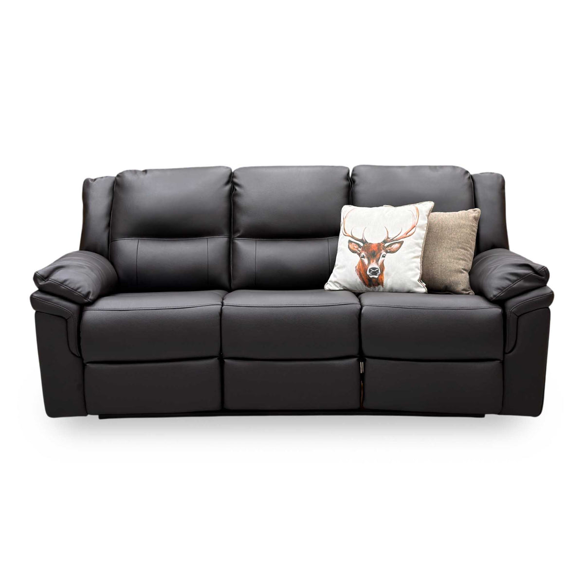 'Albion' Chocolate Brown Luxury Faux Leather High Back 3 Seater Sofa Manual Recliner Sofa