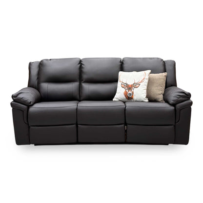 'Albion' Chocolate Brown Luxury Faux Leather High Back 3 Seater Sofa Manual Recliner Sofa