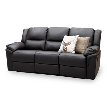 'Albion' Chocolate Brown Luxury Faux Leather High Back 3 Seater Sofa Manual Recliner Sofa