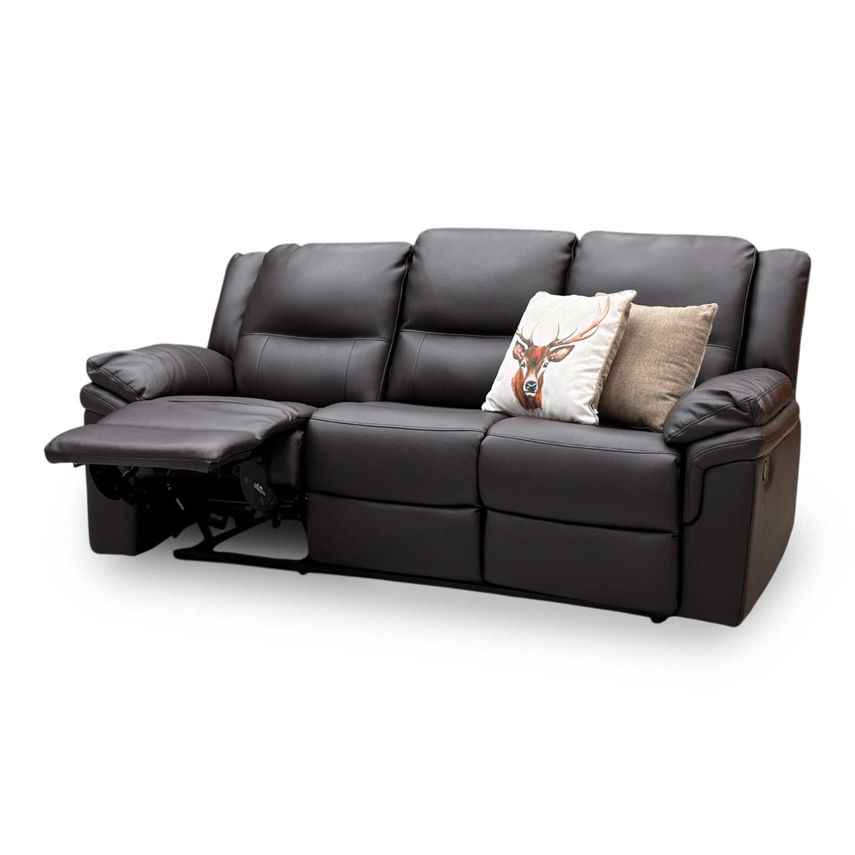 'Albion' Chocolate Brown Luxury Faux Leather High Back 3 Seater Sofa Manual Recliner Sofa