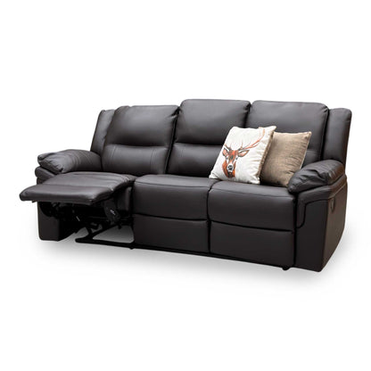'Albion' Chocolate Brown Luxury Faux Leather High Back 3 Seater Sofa Manual Recliner Sofa