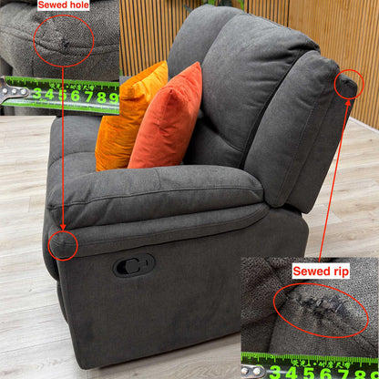 Albion Charcoal Grey Chenille Fabric 2 Seater High Back Manual Recliner Sofa – view 12