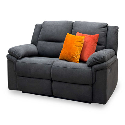 Albion Charcoal Grey Chenille Fabric 2 Seater High Back Manual Recliner Sofa – view 7