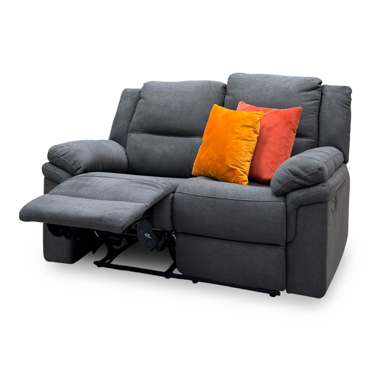 Albion Charcoal Grey Chenille Fabric 2 Seater High Back Manual Recliner Sofa – view 4