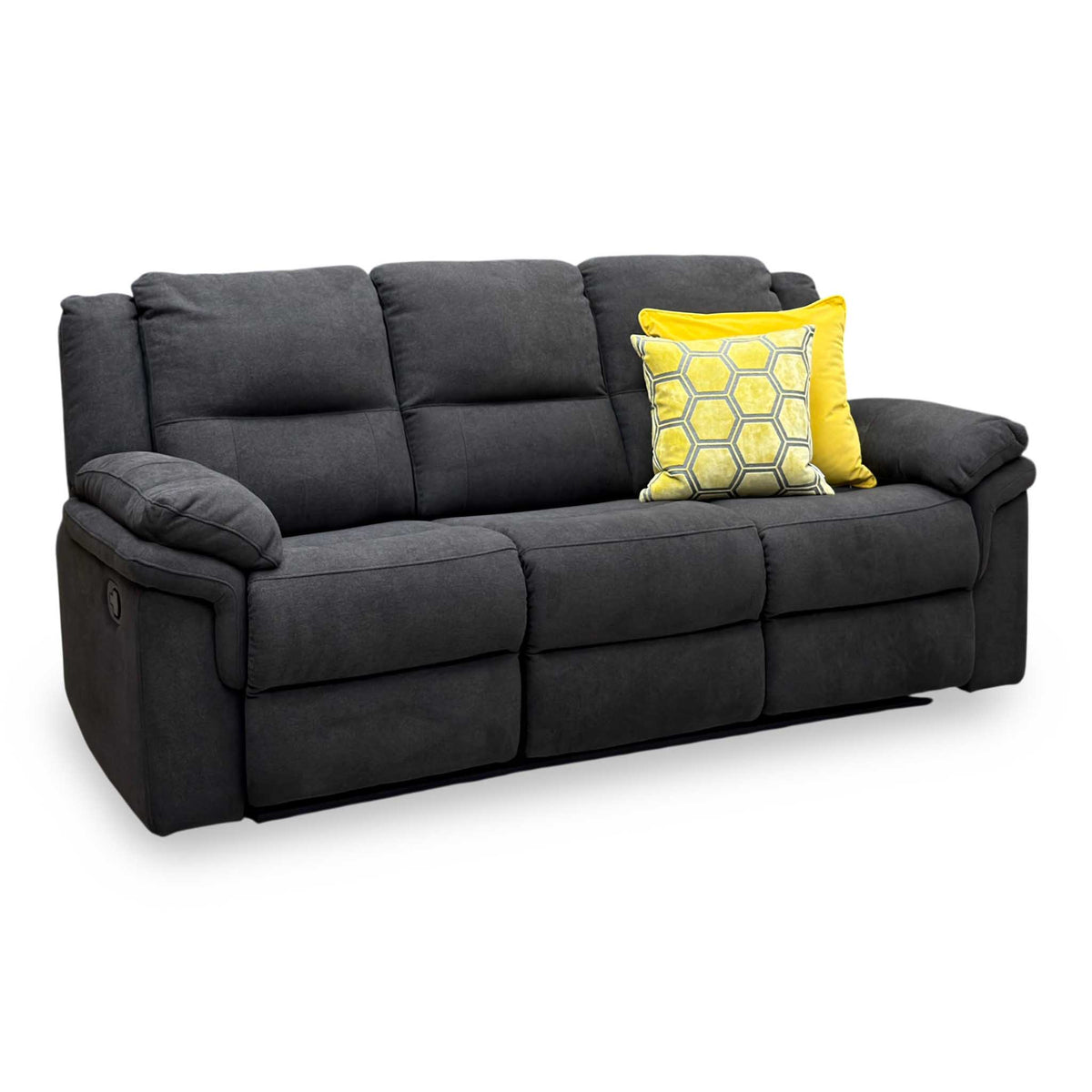 Albion Charcoal Grey Chenille Fabric 3 Seater High Back Manual Recliner Sofa – view 6
